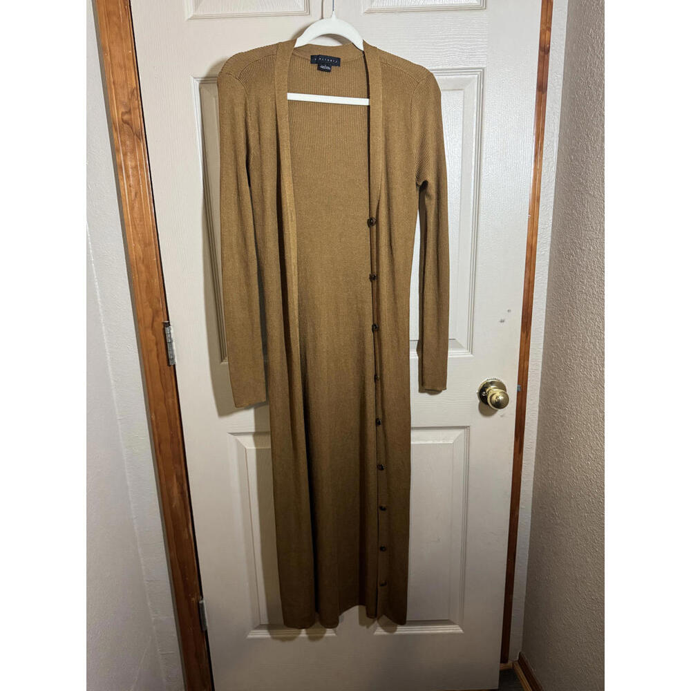 Sanctuary Long Brown Button-Up Cardigan Sweater